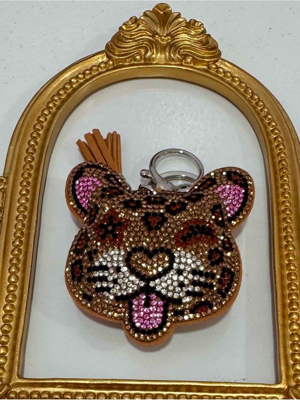 New Brown Gold & Pink Dopamine Leopard Keychain